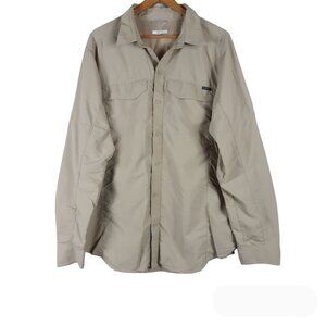 Columbia Omni-Shade Beige Vented Long Sleeve Performance Shirt Size Large